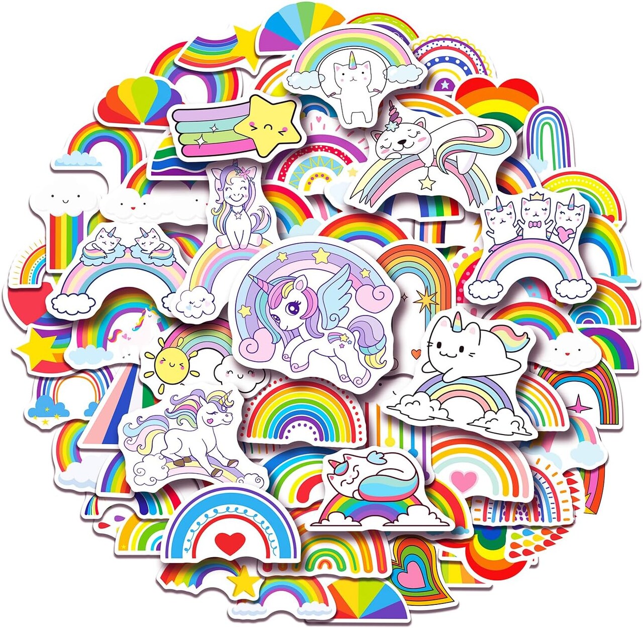 100 Pack Rainbow Stickers, Rainbow Party Favors, Birthday Decorations